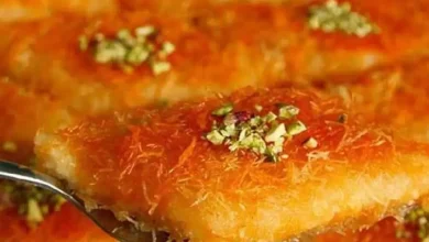 طريقة عمل صنية الكنافة الطرية بالمكسرات