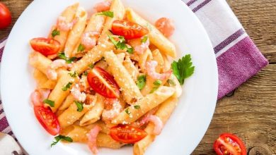 مكرونة بينك صوص بالروبيان